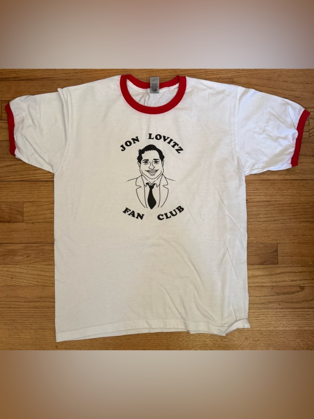 White & Red Ringer Graphic Tee - Jon Lovitz Fan Club